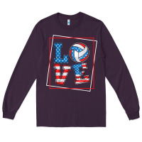 Plum love usa flag volleyball gifts for volleyball fans teen t shirt Long Sleeve Tee - minhPixels