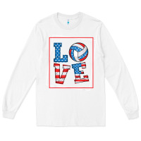 White love usa flag volleyball gifts for volleyball fans teen t shirt Long Sleeve Tee - minhPixels