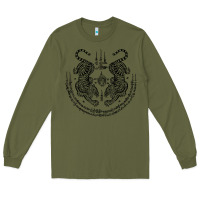 Army Green sak yant thai tattoo twin tiger muay magical thailand gifts t shirt Long Sleeve Tee - minhPixels