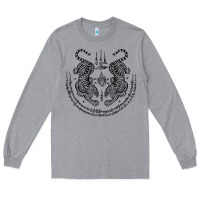 Heather Grey sak yant thai tattoo twin tiger muay magical thailand gifts t shirt Long Sleeve Tee - minhPixels