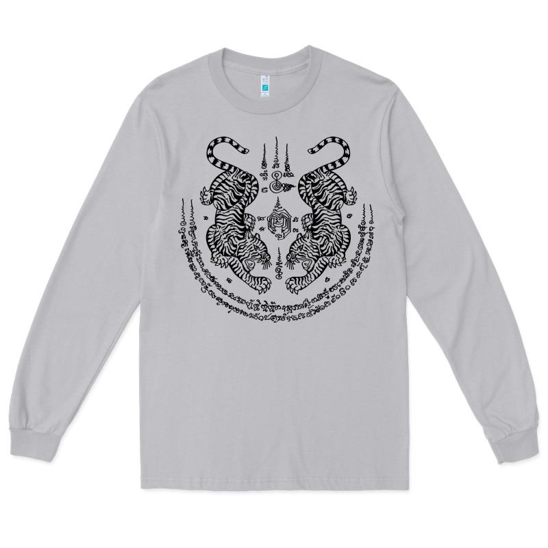 Sak Yant Thai Tattoo Twin Tiger Muay Magical Thailand Gifts T Shirt Long Sleeve Tee by minhPixels | Teevron
