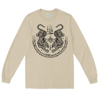 Mushroom sak yant thai tattoo twin tiger muay magical thailand gifts t shirt Long Sleeve Tee - minhPixels