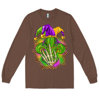 Chestnut Mardi Gras with skeleton hand Long Sleeve Tee - HowdyJamesFarm