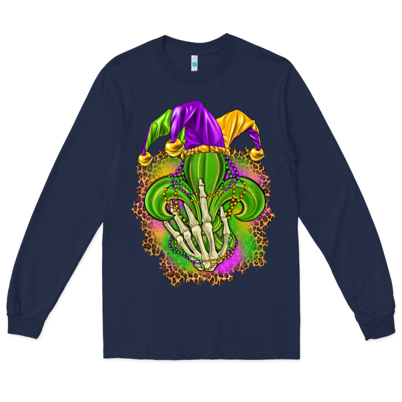Mardi Gras With Skeleton Hand Long Sleeve Tee by HowdyJamesFarm | Teevron