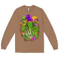 Toasted Coconut Mardi Gras with skeleton hand Long Sleeve Tee - HowdyJamesFarm
