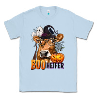 Dusty Blue Boo Heifer Cow with Halloween Classic Tee - texasbilliewilder