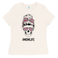 Bone Pink Flower on Cyan Background Mom Skull Ladies Tee - Bettercallsaul