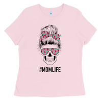 Bubblegum Pink Pink Flower on Cyan Background Mom Skull Ladies Tee - Bettercallsaul