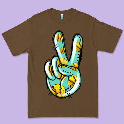 Softball Peace Sign Premium Tee Designed By Jasminsmagicworld