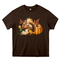 Chocolate Brown Fall Squirrel Heavy Core Tee - LillyAllenDesigns