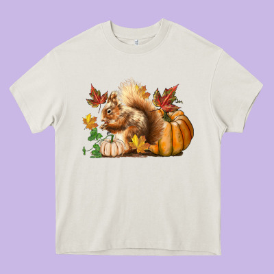 Fall Squirrel Heavy Core Tee Designed By Lillyallendesigns