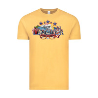 Vintage Mustard American Teacher 4th of july Vintage Tee - HowdyJamesFarm