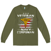 Army Green Veteran Navy Corpsman Patriotic 4th of July Gifts Long Sleeve Tee - minhPixels