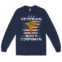Navy Veteran Navy Corpsman Patriotic 4th of July Gifts Long Sleeve Tee - minhPixels