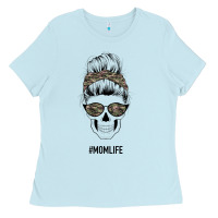 Baby Blue Feminine Camouflage Patterned Mom Skull Ladies Tee - Bettercallsaul