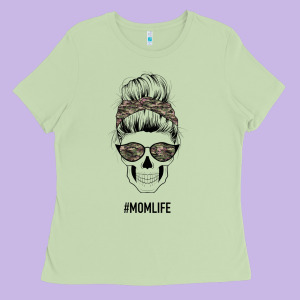Feminine Camouflage Patterned Mom Skull Ladies Tee Designed By Bettercallsaul