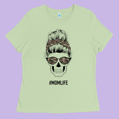 Feminine Camouflage Patterned Mom Skull Ladies Tee Designed By Bettercallsaul