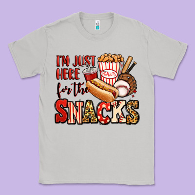 I'm Just Here For The Snacks Baseball Classic Tee Designed By Jasminsmagicworld