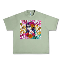 Oil Green sugar skull girl Urban Heavy Tee - RanaPortraitStore