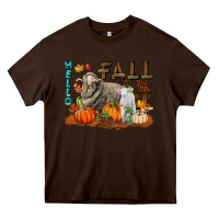 Chocolate Brown Hello Fall Merino Wool Sheep Heavy Core Tee - LillyAllenDesigns