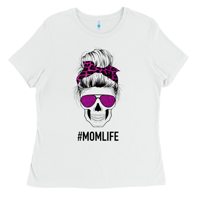 Purple Glitter, Leopard Patterned Mom Skull Ladies Tee by Bettercallsaul | Teevron