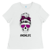 White Purple Glitter, Leopard Patterned Mom Skull Ladies Tee - Bettercallsaul