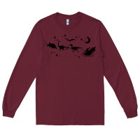 Burgundy christmas santa dinosaur sleigh ride t rex funny gift t shirt Long Sleeve Tee - minhPixels