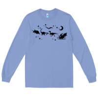 Colony Blue christmas santa dinosaur sleigh ride t rex funny gift t shirt Long Sleeve Tee - minhPixels