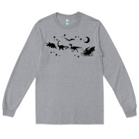 Heather Grey christmas santa dinosaur sleigh ride t rex funny gift t shirt Long Sleeve Tee - minhPixels