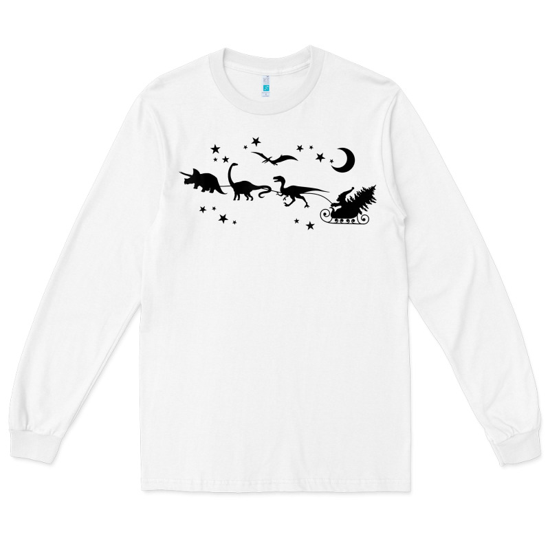 Christmas Santa Dinosaur Sleigh Ride T Rex Funny Gift T Shirt Long Sleeve Tee by minhPixels | Teevron