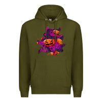 Army Green halloween pumpkin patch  3 Premium Hoodie - BundleAndBundleShop