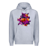 Heather Grey halloween pumpkin patch  3 Premium Hoodie - BundleAndBundleShop