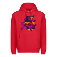 Red halloween pumpkin patch  3 Premium Hoodie - BundleAndBundleShop