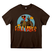 Chocolate Brown Fall Vibes Turkey Heavy Core Tee - LillyAllenDesigns