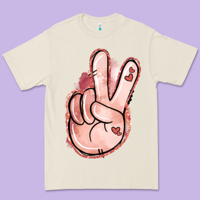 Floral Argyle Peace Sign Premium Tee Designed By Jasminsmagicworld