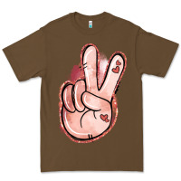 Cacao Floral Argyle Peace Sign Premium Tee - Jasminsmagicworld