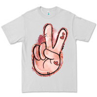 Dove Grey Floral Argyle Peace Sign Premium Tee - Jasminsmagicworld