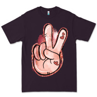 Plum Floral Argyle Peace Sign Premium Tee - Jasminsmagicworld