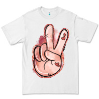 White Floral Argyle Peace Sign Premium Tee - Jasminsmagicworld