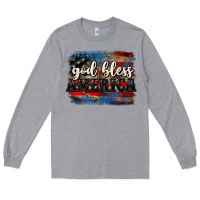 Heather Grey God bless America  4th of July Long Sleeve Tee - CowGirlArtShop