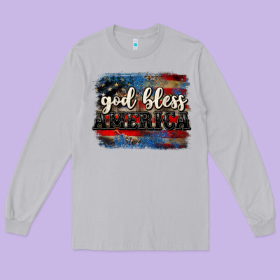 God Bless America  4th Of July Long Sleeve Tee Designed By Cowgirlartshop