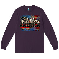 Plum God bless America  4th of July Long Sleeve Tee - CowGirlArtShop