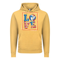 Vintage Mustard love usa flag volleyball gifts for volleyball fans teen t shirt Vintage Hoodie - minhPixels