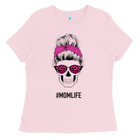 Bubblegum Pink Pink Glitter, Leopard Pattern Mom Skull Ladies Tee - Bettercallsaul