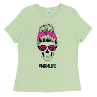 Matcha Pink Glitter, Leopard Pattern Mom Skull Ladies Tee - Bettercallsaul