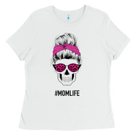 White Pink Glitter, Leopard Pattern Mom Skull Ladies Tee - Bettercallsaul