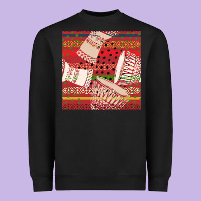 African Drum Colorful Seamless Pattern Heavyweight Sweatshirt Designed By Bundleandbundleshop