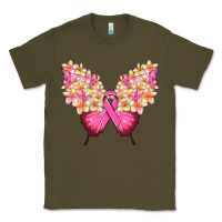 Army Green Pink ribbon Breast Cancer butterfly Classic Tee - NancyCooperArtShop