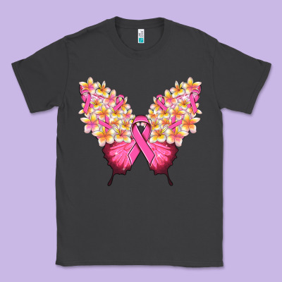 Pink Ribbon Breast Cancer Butterfly Classic Tee Designed By Nancycooperartshop