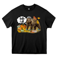 Hello Fall Brown Bear Heavy Core Tee | Teevron